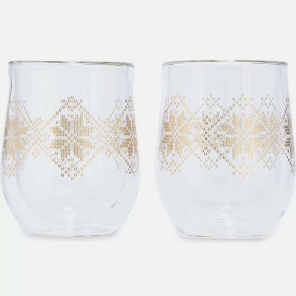 Corkcicle Gold Patterned Wine Glasses